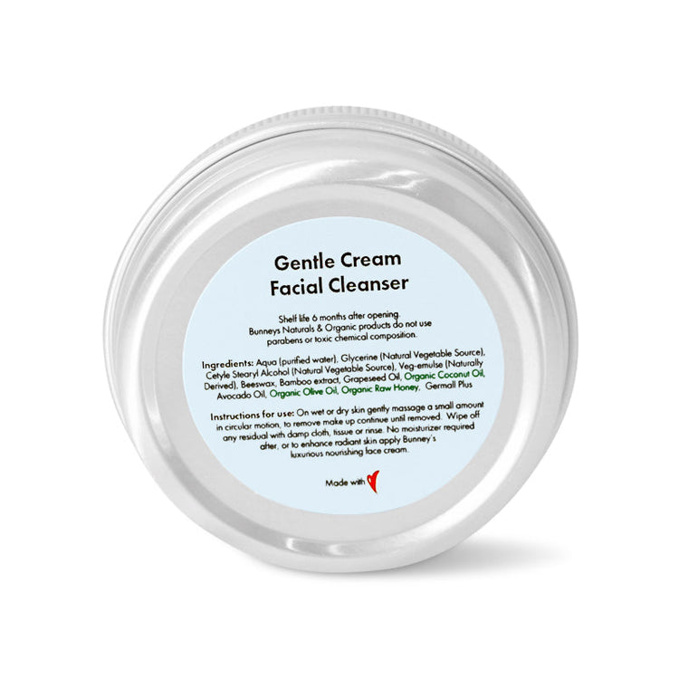Bunney's Naturals & Organics Gentle Cream Facial Cleanser Ingredients List