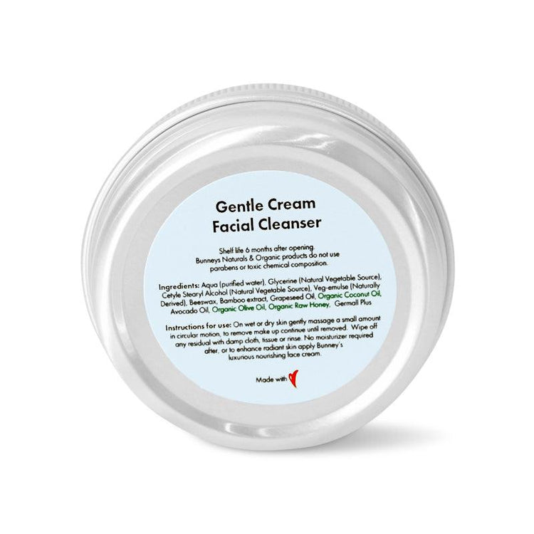 Bunney's Naturals & Organics Gentle Cream Facial Cleanser Ingredients List 